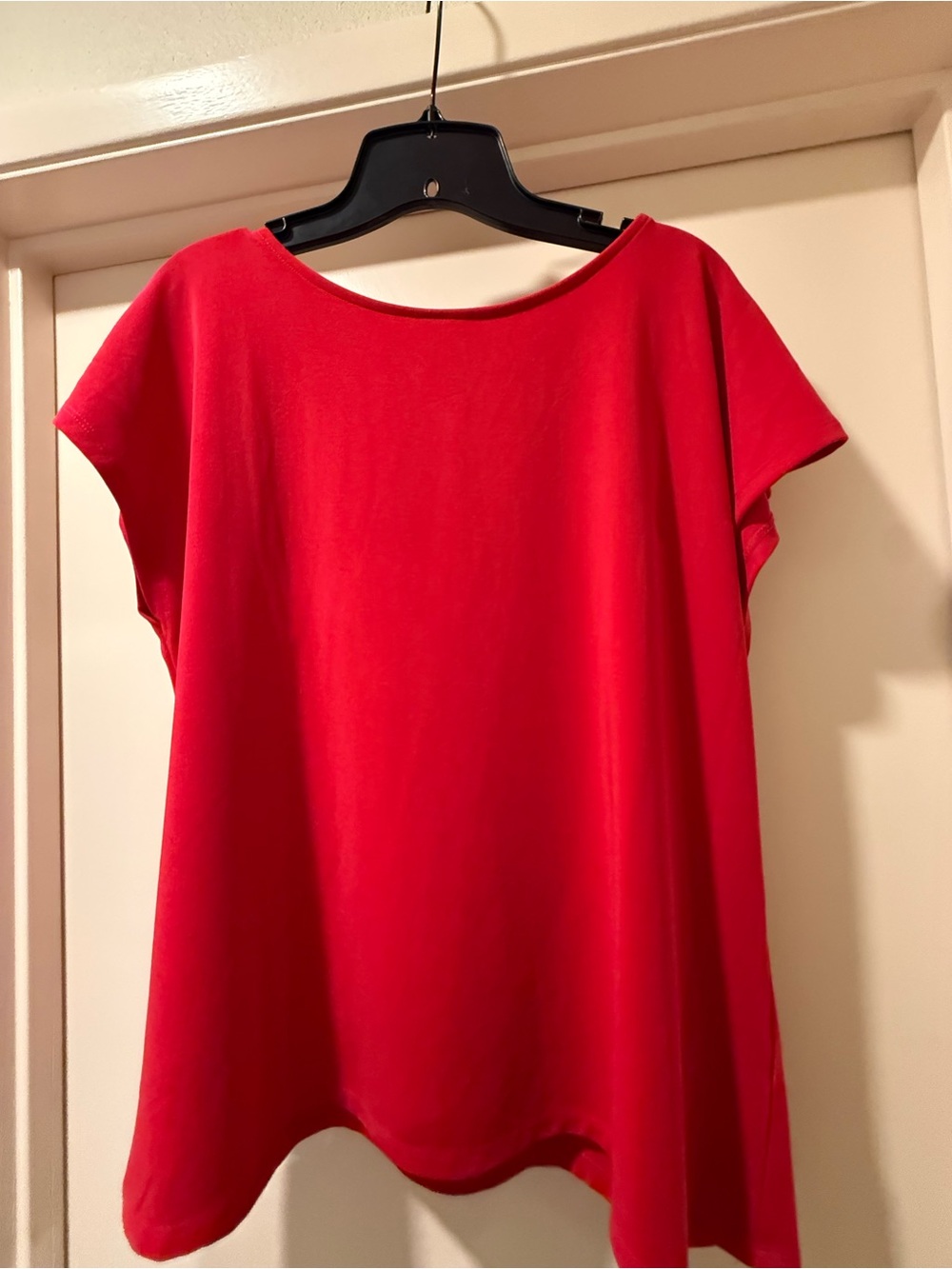 Women’s Red Boatneck Short Sleeve Tee - Classic Casual